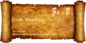Zsák Beatrix névjegykártya